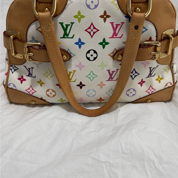 Auth Louis Vuitton Monogram Multicolor Claudia Hand Bag White Lv - Picture 14 of 16